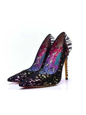 Jimmy Choo by Rob Pruitt Anouk Metallic Lace Pumps Size 38